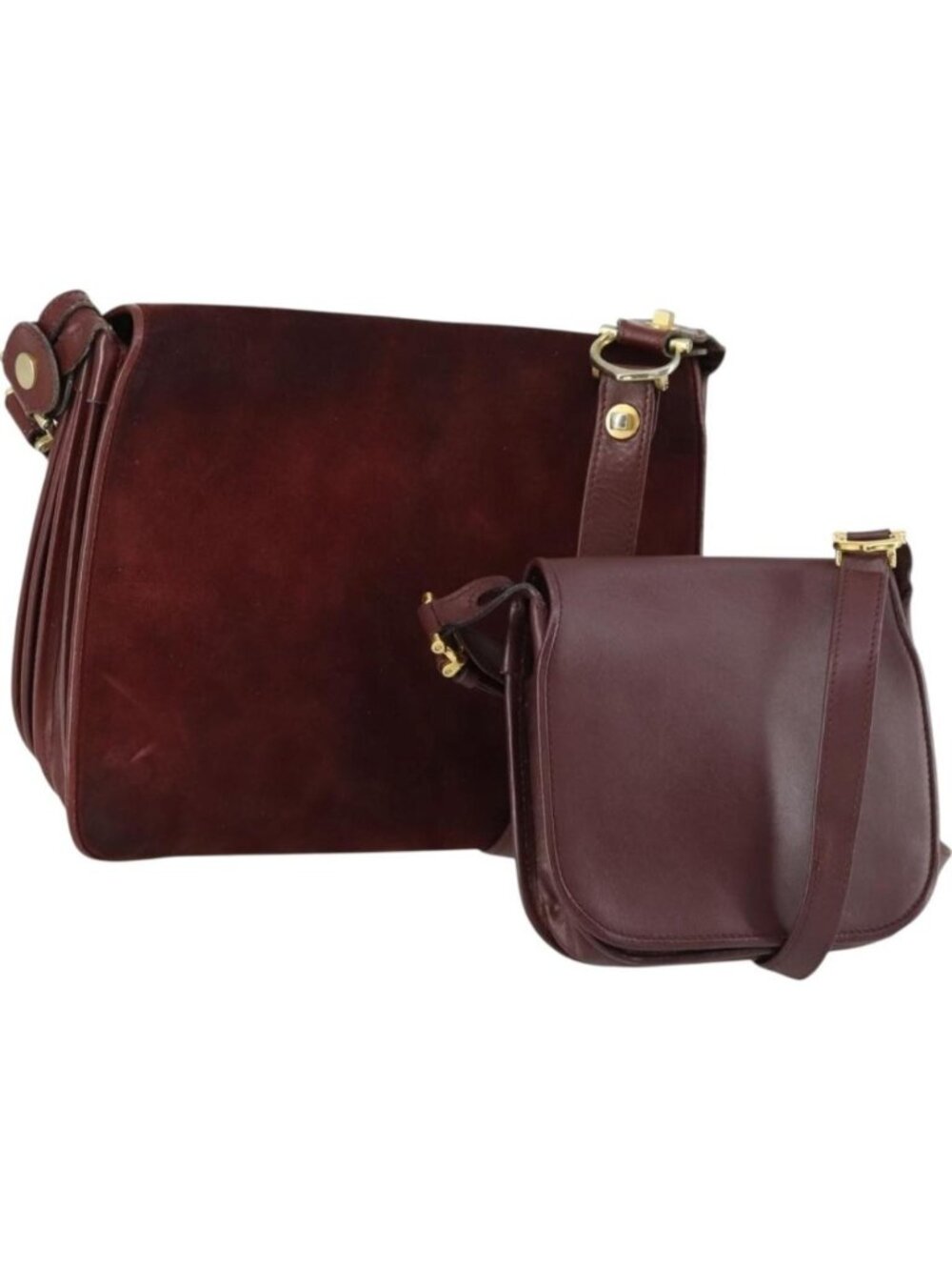 CARTIER Shoulder Bag Leather 2 Set Bordeaux